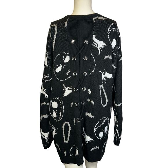 Disney Nightmare Before Christmas Black Open Front Back Lace Cardigan Size XL - Picture 2 of 5